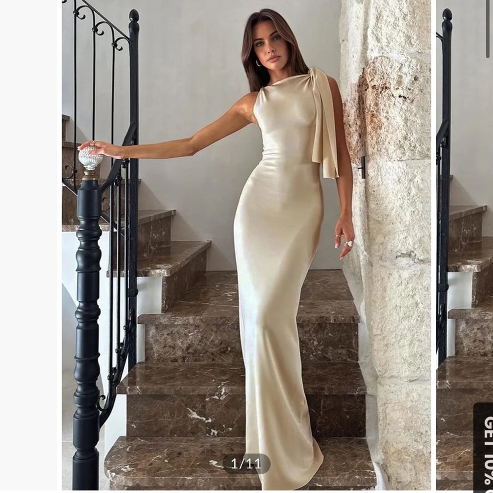 Elegant Cream Evening Gown